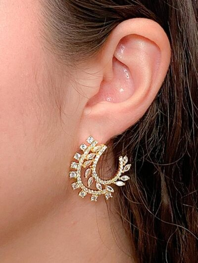Brinco Trabalhado Cravejado Banhado em Ouro 18k