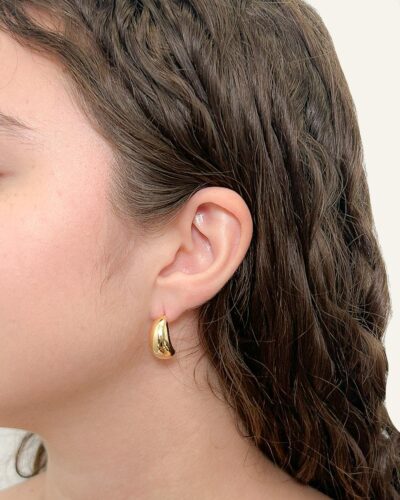Brinco Gota Lisa Concava Banhado em Ouro 18k - Imagem 2