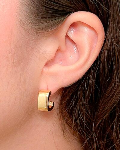 Brinco Argola Quadrado Banhado em Ouro 18k