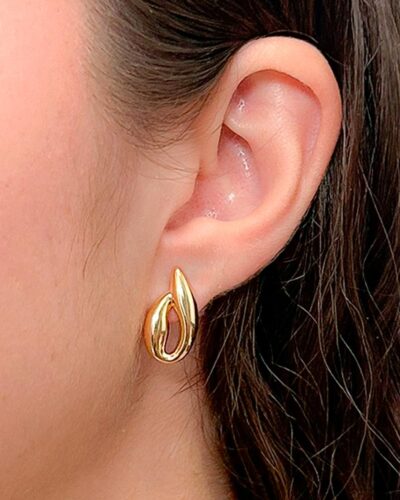 Brinco Gota Vazado Banhado em Ouro 18k