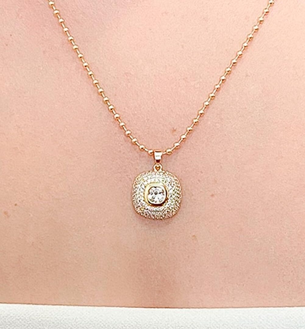 Colar Geometrico Cravejado Banhado em Ouro 18k