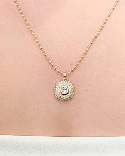 Colar Geometrico Cravejado Banhado em Ouro 18k