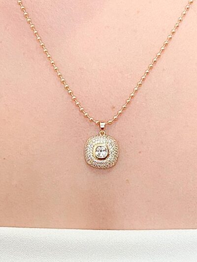 Colar Geometrico Cravejado Banhado em Ouro 18k