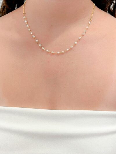Choker Corações Madreperola Banhado em Ouro 18k
