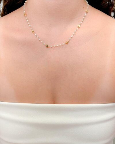 Choker Perola com Coração Banhado a Ouro 18k