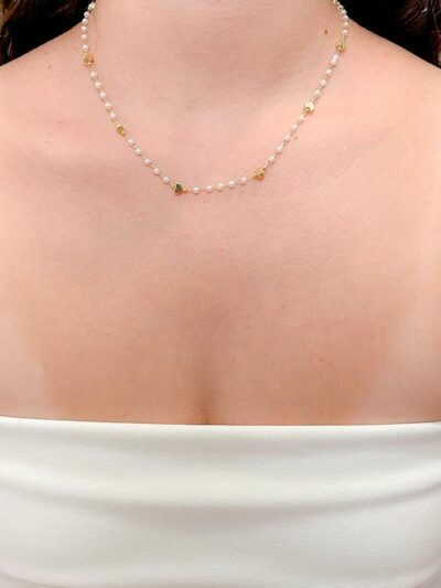 Choker Perola com Coração Banhado a Ouro 18k