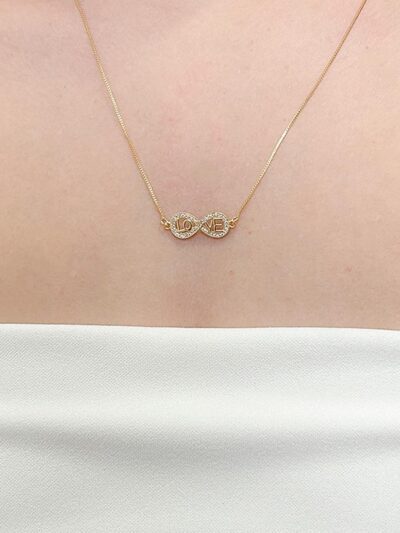 Colar Infinito Love Cravejado Banhado em Ouro 18k
