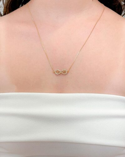 Colar Infinito Love Cravejado Banhado em Ouro 18k - Imagem 2