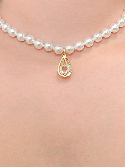 Choker Perola Gota oval Banhado em Ouro 18k