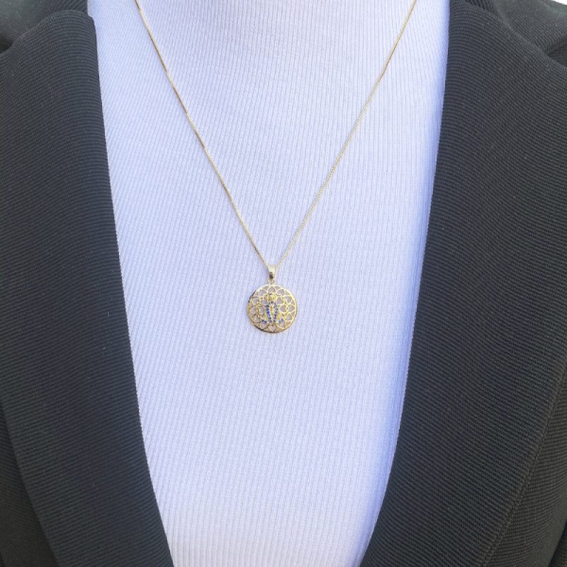 Colar Mandala Nossa Senhora Banhado em Ouro 18K