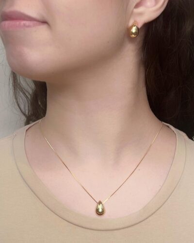 Conjunto Gota P Banhado em Ouro 18K