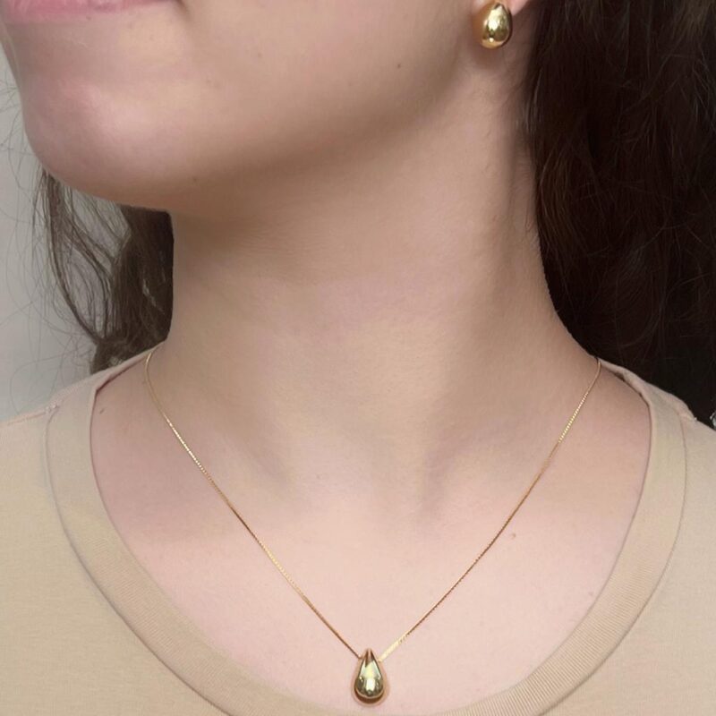 Conjunto Gota P Banhado em Ouro 18K