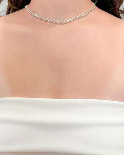 Choker Trabalhado Cravejado Banhado em Ouro 18k
