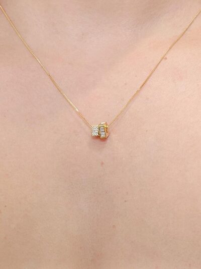 Colar Duo Quadrado  Cravejado Banhado em Ouro 18k
