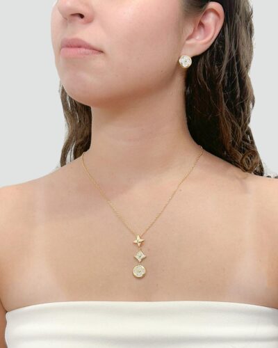 Conjunto Trevo Gravatinha Banhado em Ouro 18k