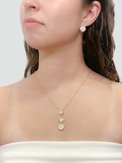 Conjunto Trevo Gravatinha Banhado em Ouro 18k