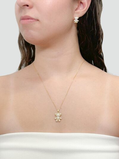 Conjunto Ursinho Cravejado Banhado em Ouro 18k