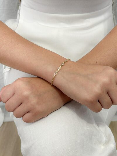 Pulseira Zircônias Cristal Banhado em Ouro 18k