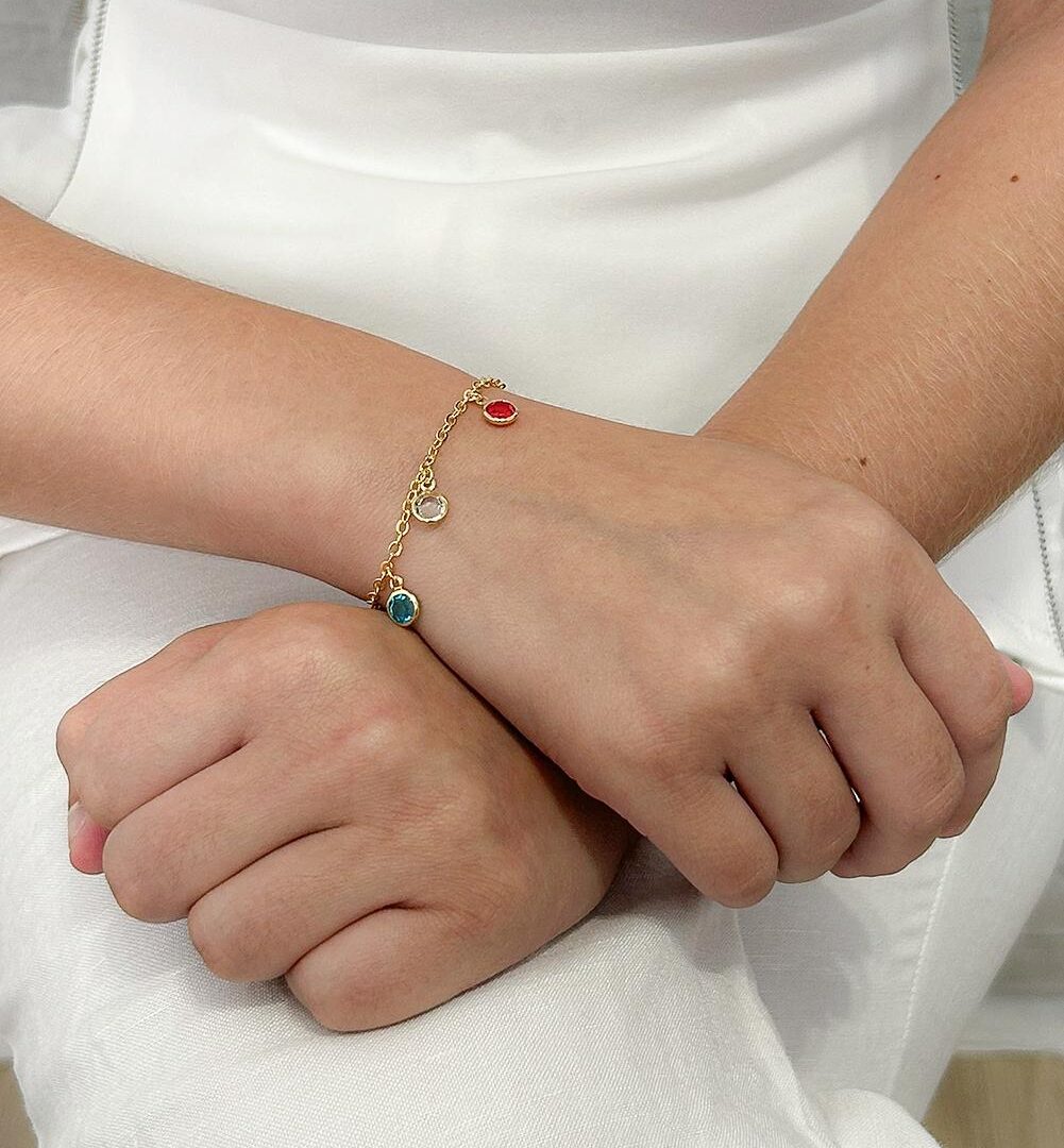 Pulseira T Cravejado Banhado a Ouro 18k