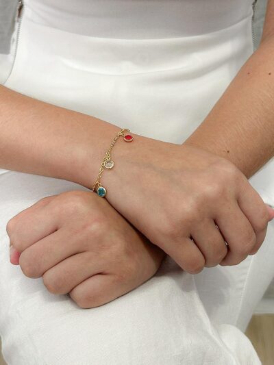 Pulseira T Cravejado Banhado a Ouro 18k