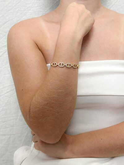 Bracelete Lacre Cravejado Banhado em Ouro 18k