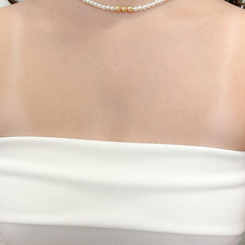 Choker Perola 3 Esferas Banhado em Ouro 18k