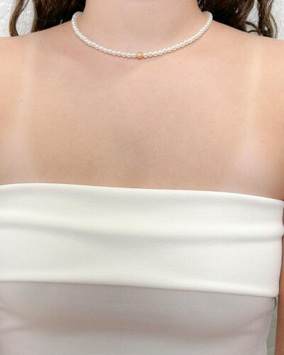 Choker Perola Esfera Banhado em Ouro 18k
