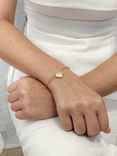Pulseira Relicario Coração Banhado em Ouro 18k