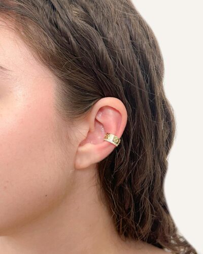 Piercing Elo C Cravejado Banhado em Ouro 18k