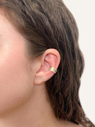 Piercing Elo C Cravejado Banhado em Ouro 18k