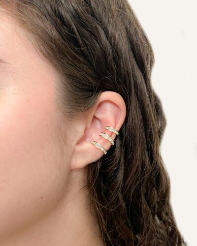 Piercing Triplo Cravejado banhado em Ouro 18k