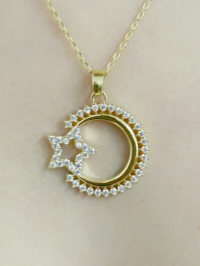 Colar Mandala Estrela Cravejado Banhado em Ouro 18k
