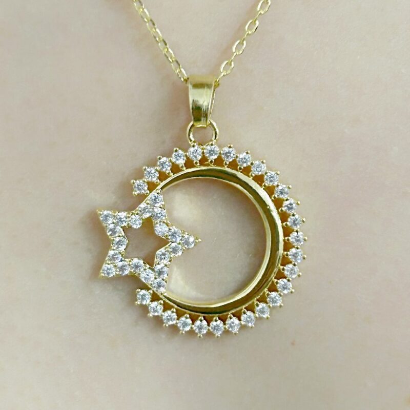 Colar Mandala Estrela Cravejado Banhado em Ouro 18k