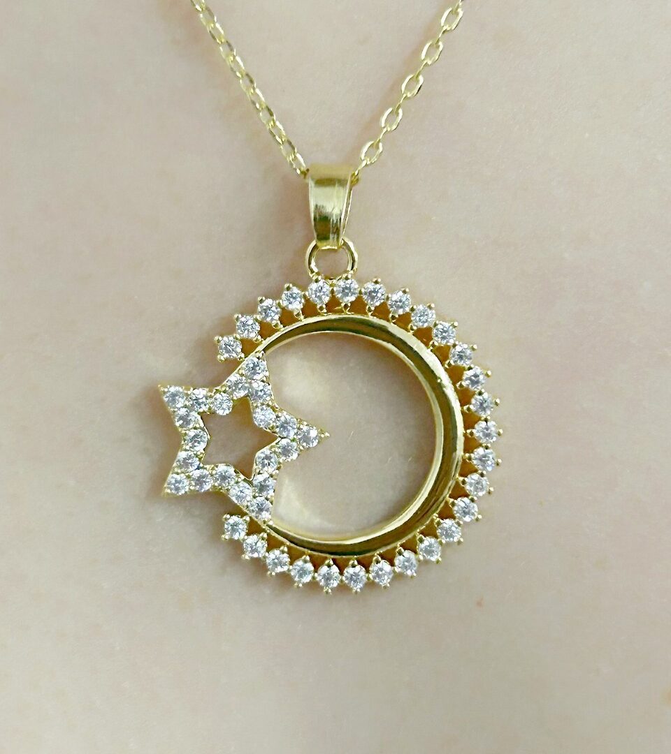 Colar Mandala Estrela Cravejado Banhado em Ouro 18k
