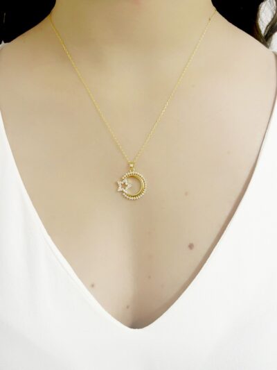 Colar Mandala Estrela Cravejado Banhado em Ouro 18k - Imagem 2