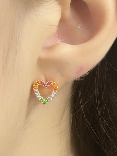 Conjunto Coração Cravejado Fio de Nylon Banhado em Ouro 18k - Imagem 5
