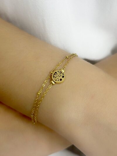 Pulseira Dupla Arvore da vIda em Aço - Imagem 2