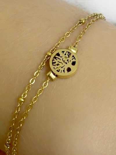 Pulseira Dupla Arvore da vIda em Aço