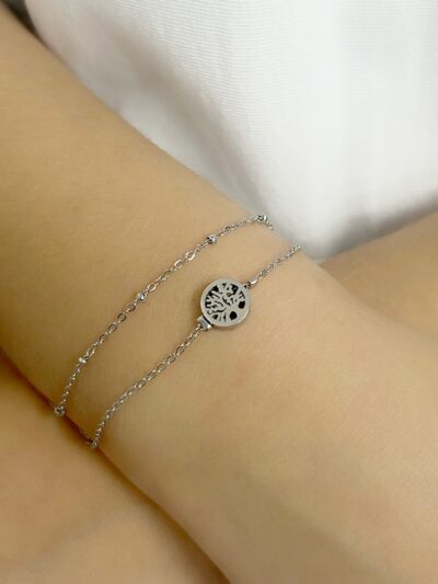 Pulseira Dupla Arvore da vIda em Aço - Imagem 4