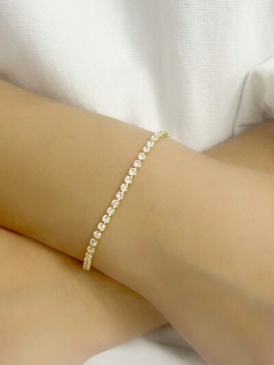 Pulseira Riviera 3mm Banhado em Ouro 18k
