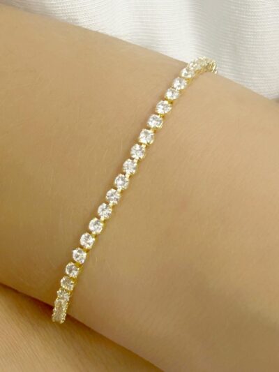 Pulseira Riviera 3mm Banhado em Ouro 18k - Imagem 2