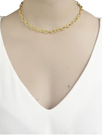 Choker Quadradinhos Cravejado Banhado em Ouro 18k
