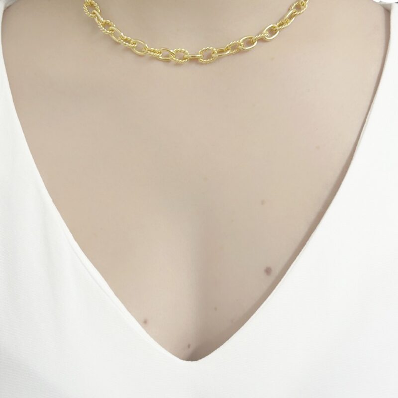 Choker Quadradinhos Cravejado Banhado em Ouro 18k