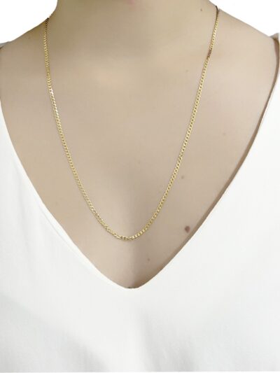 Colar Longo Elo Grumet Fina Banhado em Ouro 18k