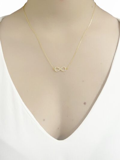 Colar Infinito Cravejado Banhado em Ouro 18k - Imagem 2