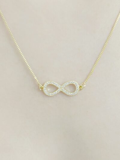 Colar Infinito Cravejado Banhado em Ouro 18k