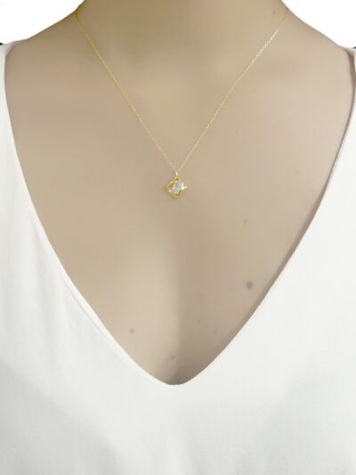 Colar Hexagonal Cravejado Banhado em Ouro 18k - Imagem 2