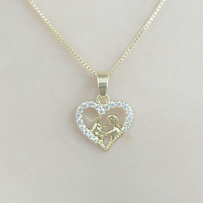 Colar Mãe e Filho Cravejado Banhado em Ouro 18k