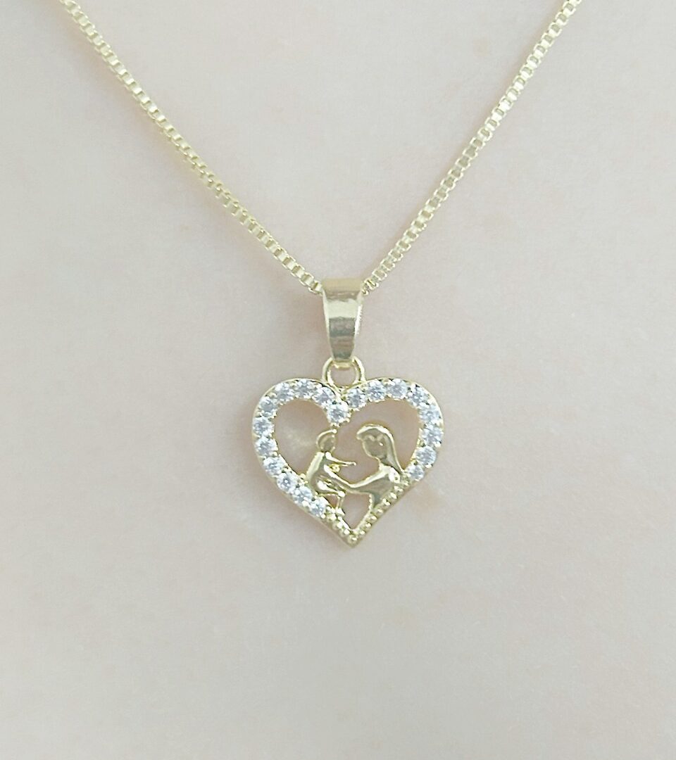 Colar Mãe e Filho Cravejado Banhado em Ouro 18k