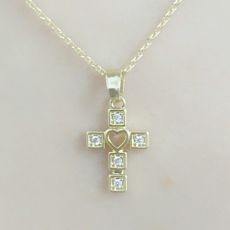 Colar Crucifixo Cravejado Banhado em Ouro 18K